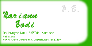 mariann bodi business card